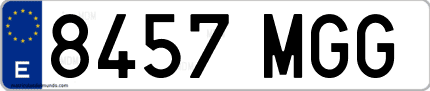 Ejemplo de matrícula de coche ordinaria 8457 MGG