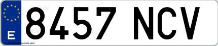 Ejemplo de matrícula española 8457 NCV