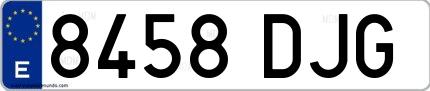 Ejemplo de matrícula española 8458 DJG