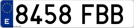 Ejemplo de matrícula de coche ordinaria 8458 FBB