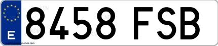 Ejemplo de matrícula española 8458 FSB