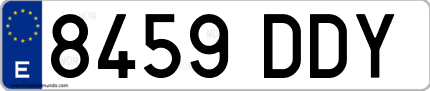 Ejemplo de matrícula de coche ordinaria 8459 DDY