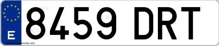Ejemplo de matrícula española 8459 DRT
