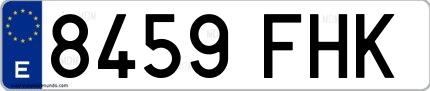 Ejemplo de matrícula española 8459 FHK