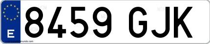 Ejemplo de matrícula española 8459 GJK