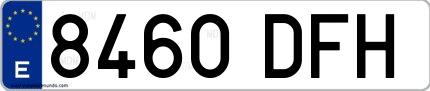 Ejemplo de matrícula española 8460 DFH