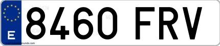 Ejemplo de matrícula española 8460 FRV
