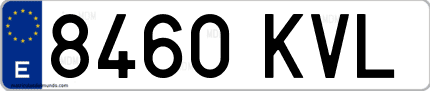 Ejemplo de matrícula de coche ordinaria 8460 KVL