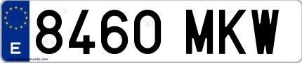 Ejemplo de matrícula española 8460 MKW