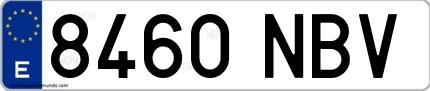 Ejemplo de matrícula española 8460 NBV