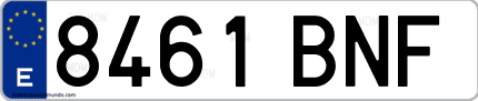 Ejemplo de matrícula de coche ordinaria 8461 BNF
