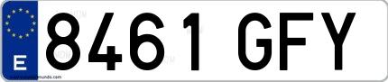 Ejemplo de matrícula española 8461 GFY