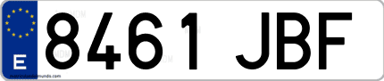 Ejemplo de matrícula de coche ordinaria 8461 JBF