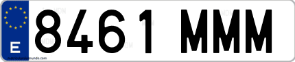 Ejemplo de matrícula de coche ordinaria 8461 MMM