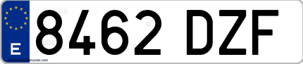 Ejemplo de matrícula de coche ordinaria 8462 DZF