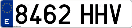 Ejemplo de matrícula de coche ordinaria 8462 HHV