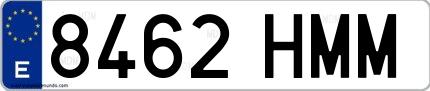 Ejemplo de matrícula española 8462 HMM