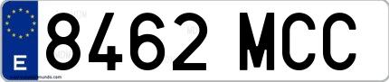 Ejemplo de matrícula española 8462 MCC