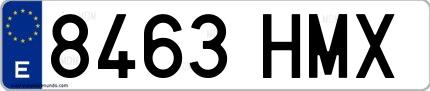 Ejemplo de matrícula española 8463 HMX