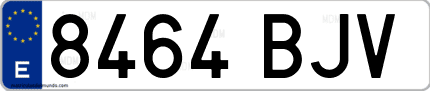 Ejemplo de matrícula de coche ordinaria 8464 BJV