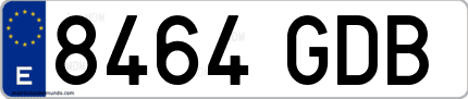 Ejemplo de matrícula de coche ordinaria 8464 GDB