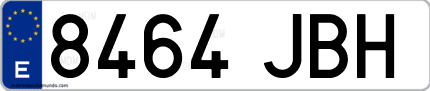 Ejemplo de matrícula de coche ordinaria 8464 JBH