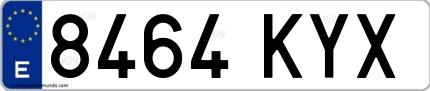 Ejemplo de matrícula española 8464 KYX
