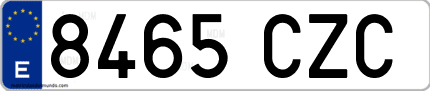 Ejemplo de matrícula de coche ordinaria 8465 CZC