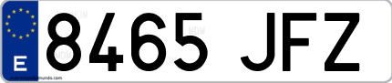 Ejemplo de matrícula de coche ordinaria 8465 JFZ