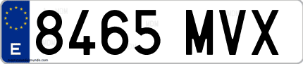 Ejemplo de matrícula de coche ordinaria 8465 MVX