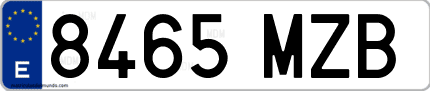 Ejemplo de matrícula de coche ordinaria 8465 MZB