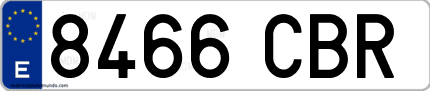 Ejemplo de matrícula de coche ordinaria 8466 CBR