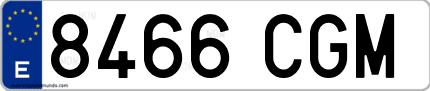 Ejemplo de matrícula de coche ordinaria 8466 CGM