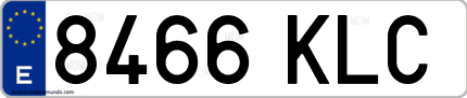 Ejemplo de matrícula de coche ordinaria 8466 KLC