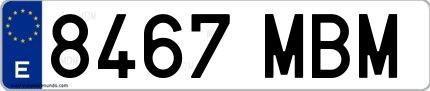 Ejemplo de matrícula española 8467 MBM