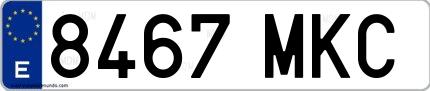 Ejemplo de matrícula española 8467 MKC