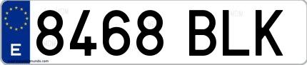 Ejemplo de matrícula española 8468 BLK