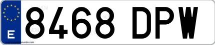 Ejemplo de matrícula española 8468 DPW