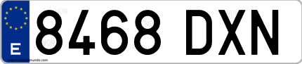 Ejemplo de matrícula de coche ordinaria 8468 DXN