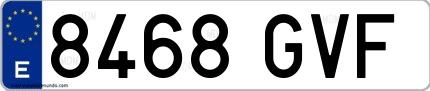 Ejemplo de matrícula española 8468 GVF
