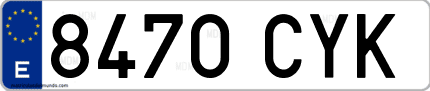 Ejemplo de matrícula de coche ordinaria 8470 CYK