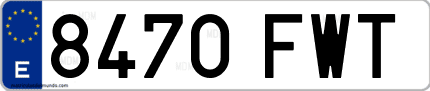 Ejemplo de matrícula de coche ordinaria 8470 FWT