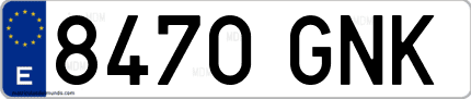 Ejemplo de matrícula de coche ordinaria 8470 GNK