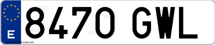 Ejemplo de matrícula de coche ordinaria 8470 GWL