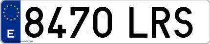 Ejemplo de matrícula de coche ordinaria 8470 LRS