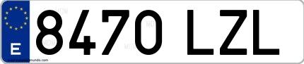 Ejemplo de matrícula española 8470 LZL