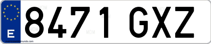 Ejemplo de matrícula de coche ordinaria 8471 GXZ