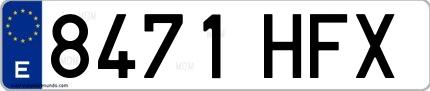 Ejemplo de matrícula española 8471 HFX