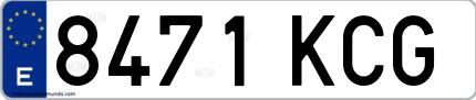 Ejemplo de matrícula española 8471 KCG