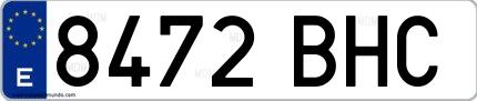 Ejemplo de matrícula española 8472 BHC